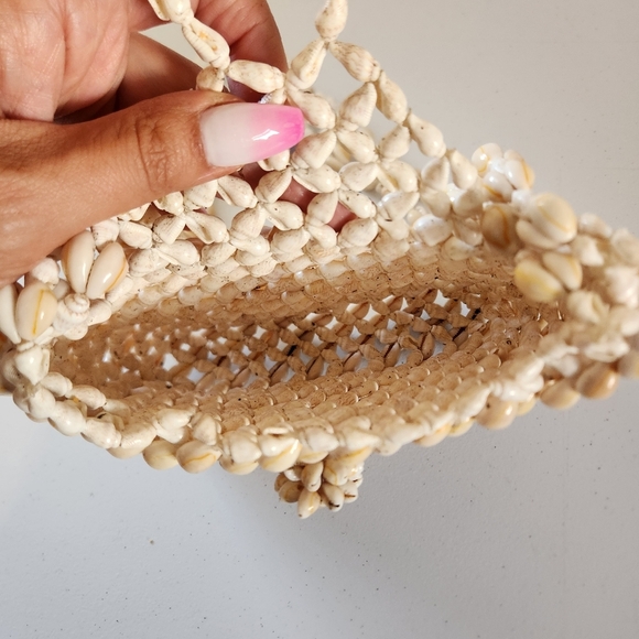 Vintage Cowrie Shell Seashell Crossbody Bag Purse Crossbody Boho 1970s 70s Beach - Picture 4 of 9